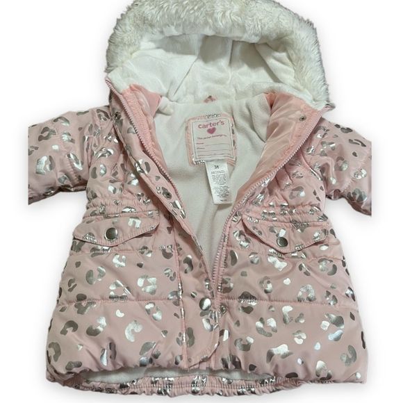 Carter's Jackets & Coats Carters Pink And Silver Winter Snow Coat
